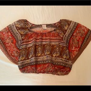 Sheer orange bohemian top